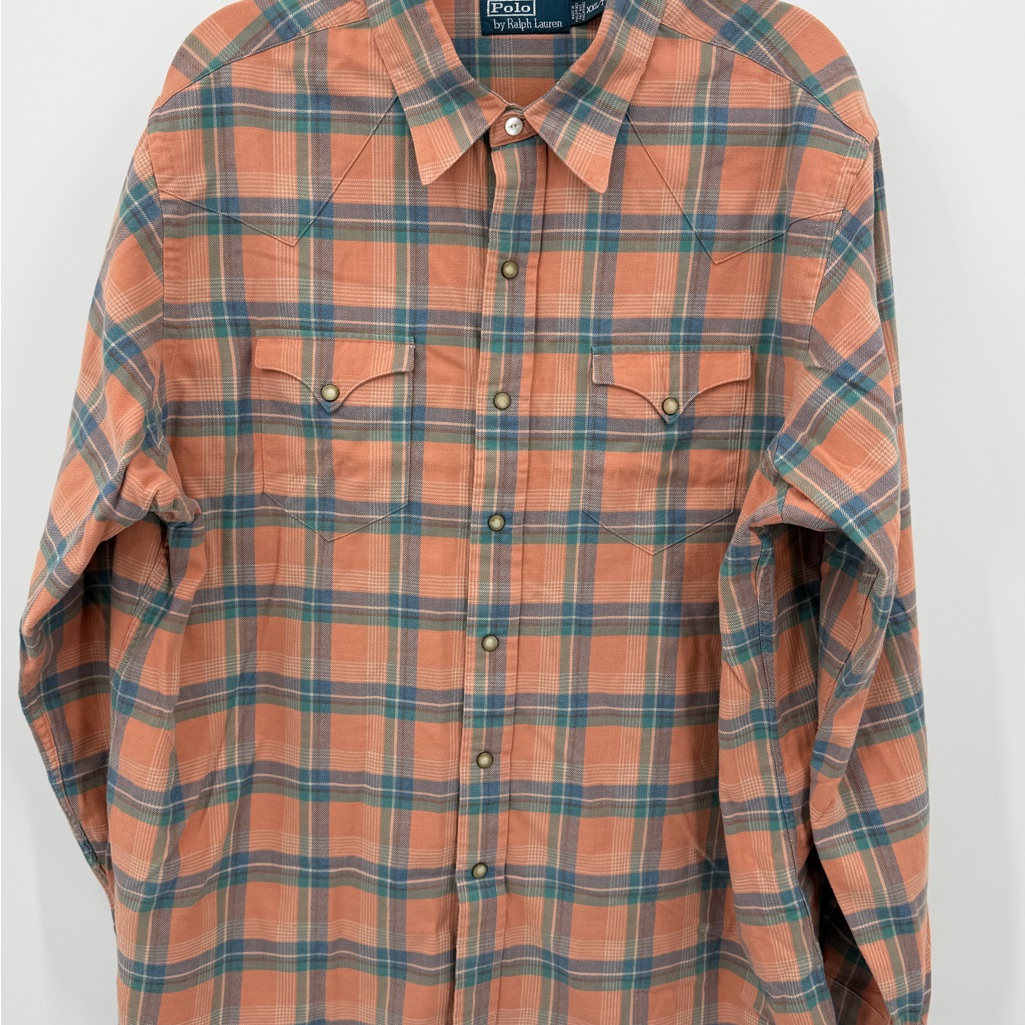 Polo Ralph Lauren Mens Southwestern Flannel Shirt Long Sleeve Pearl Snap Vtg Xxl